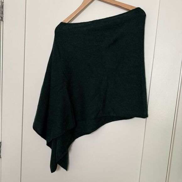 St Tropez West 100% Cashmere Asymmetrical Poncho Womens OS Emerald Soft Work - Picture 5 of 7